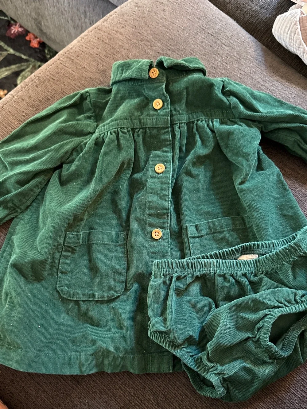 Carter's Dark Green Corduroy Button-Front dress